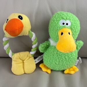 Yellow and Green Plush Dog Toys